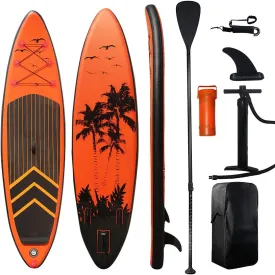 10 ft 6 in Inflatable Paddle Board, with Foot Rope and Handle, for Beaches, Lakes and Pools
