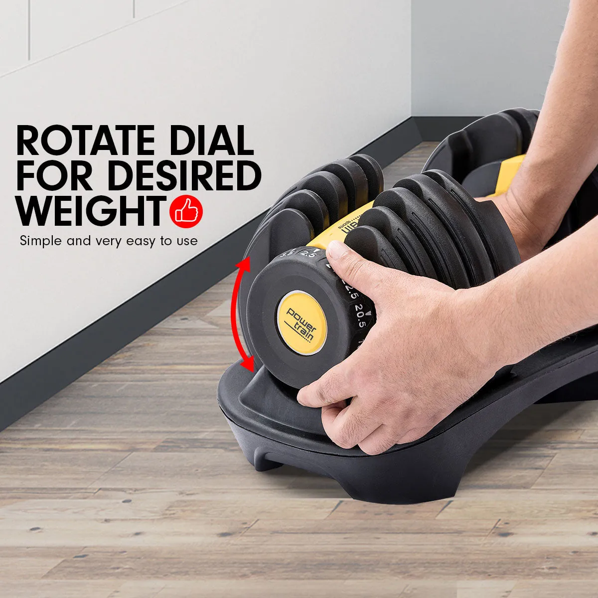 1x 24KG Adjustable Home Gym Dumbbell - Gold