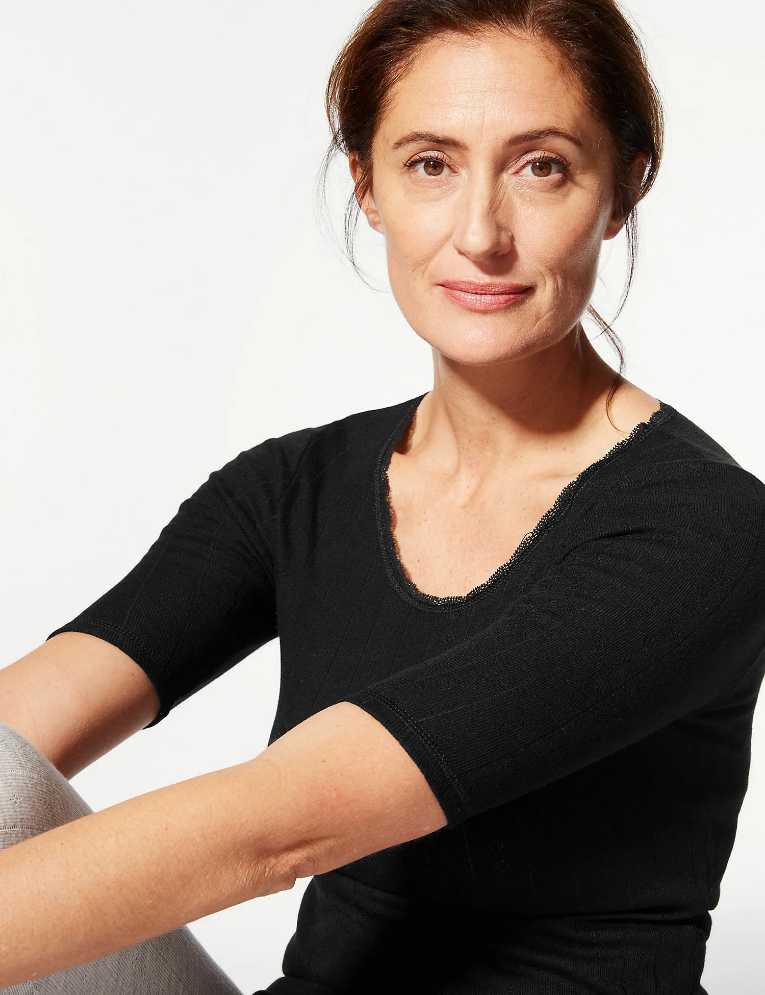 2 Pack Thermal Short Sleeve Pointelle Tops