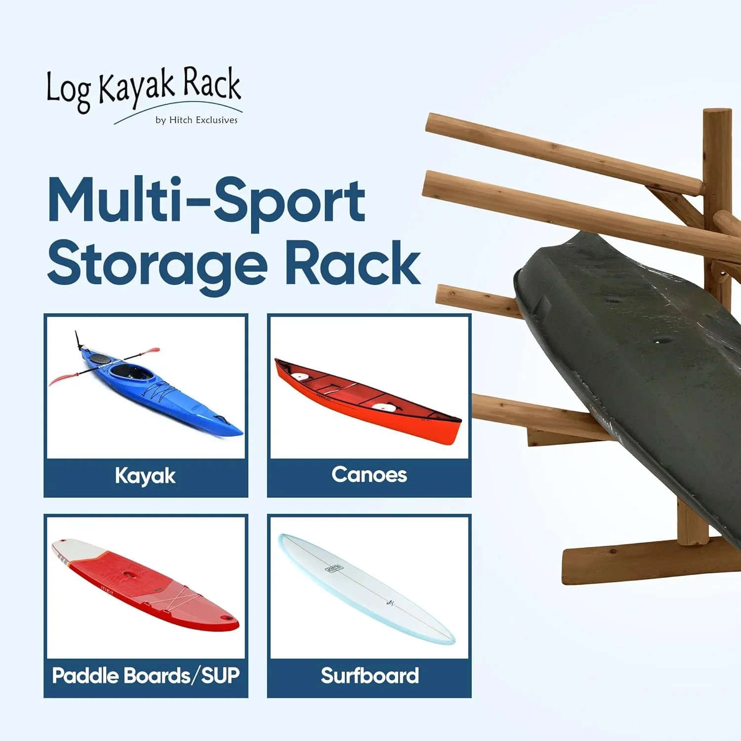 2-Place Canoe Rack Stand, Freestanding Canoe Storage Racks, Surfboard Stands or SUP Garage Racks Organizer, Paddle Holder for Kayaking - Canyon Brown
