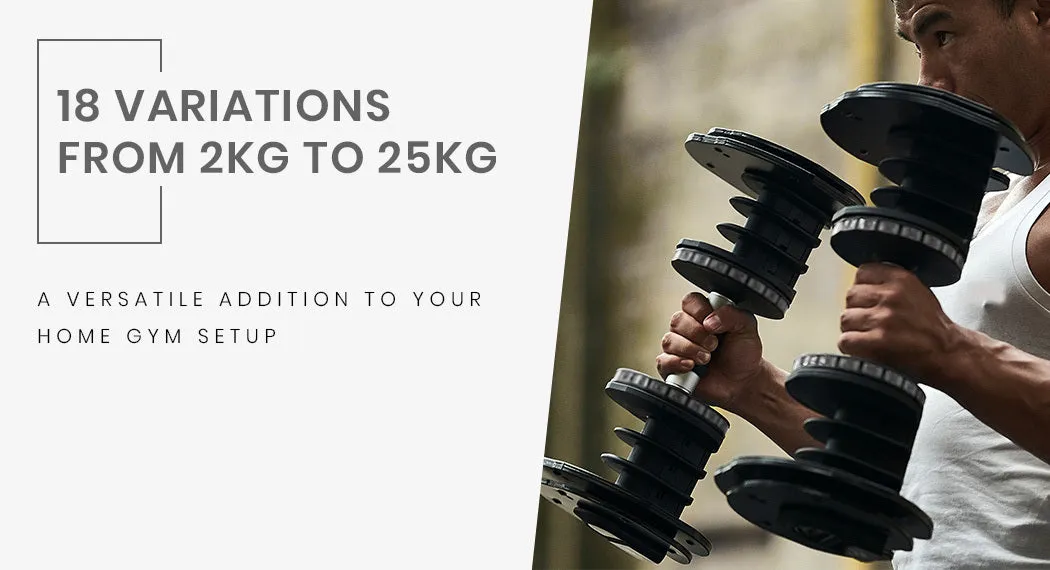 2 x 25kg Adjustable Dumbbell Set Weights | Dumbbells Home Gym Fitness Pair