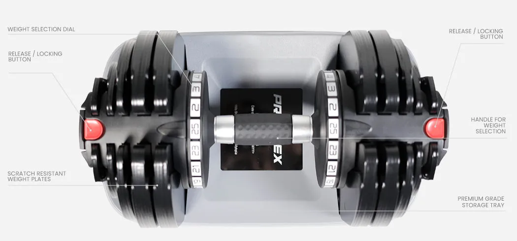 2 x 25kg Adjustable Dumbbell Set Weights | Dumbbells Home Gym Fitness Pair
