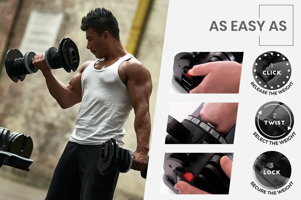 2 x 25kg Adjustable Dumbbell Set Weights | Dumbbells Home Gym Fitness Pair