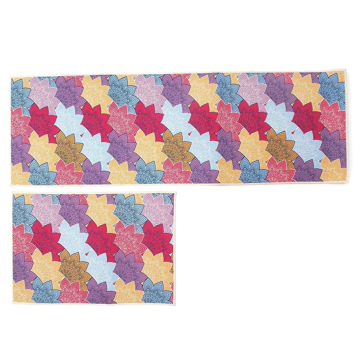 2PCS Carvapet Non-Slip Kitchen Mat Rubber Backing Doormat Runner Rug Set