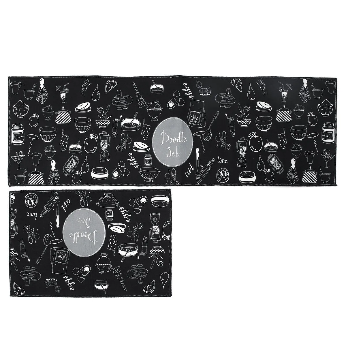 2PCS Carvapet Non-Slip Kitchen Mat Rubber Backing Doormat Runner Rug Set