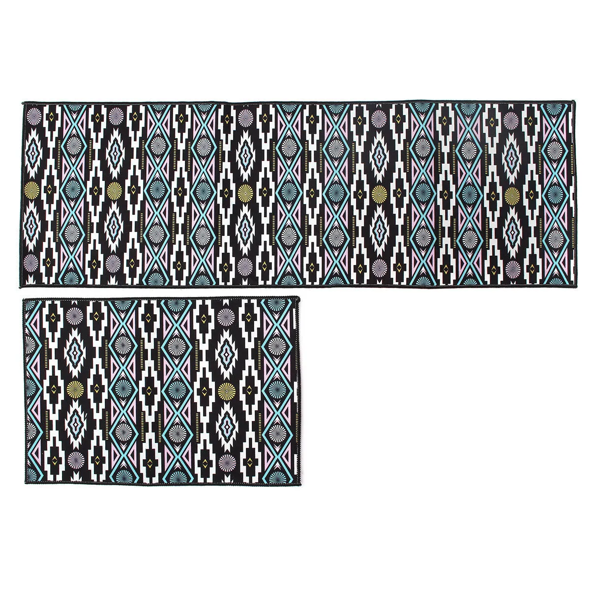 2PCS Carvapet Non-Slip Kitchen Mat Rubber Backing Doormat Runner Rug Set