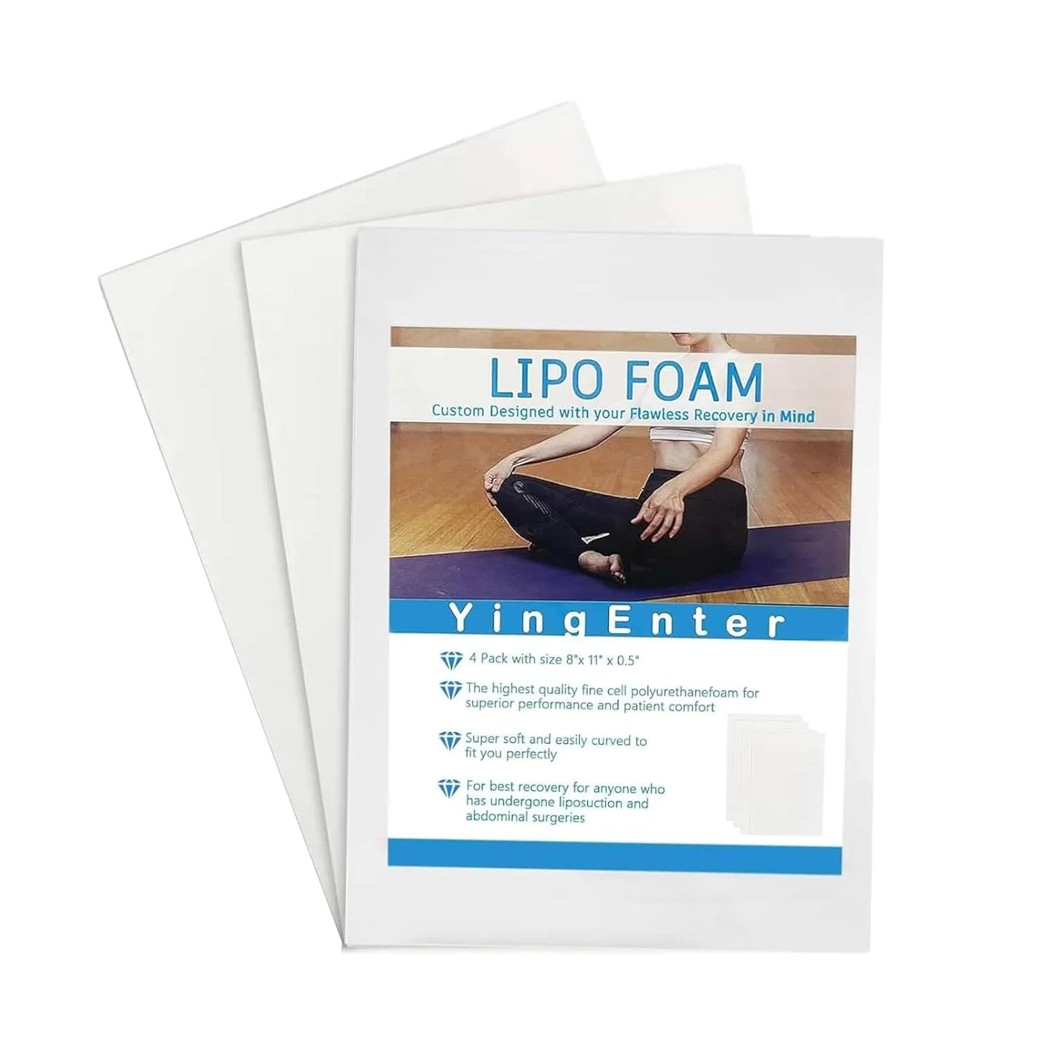 3 Pack Lipo Foam - Post Surgery Ab Board for Use with Post Liposuction Surgery Flattening Abdominal Compression Garments Liposuction Foam pads for Recovery 8"X11"