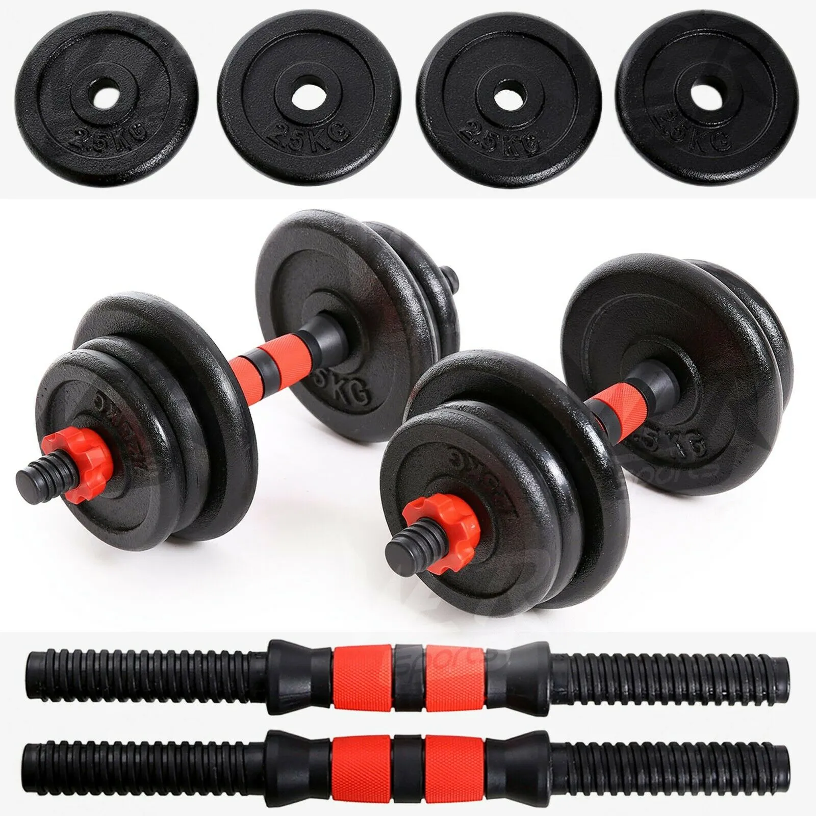 Adjustable Cast Iron Dumbbell Set 15kg, 20kg, 25kg, 30kg