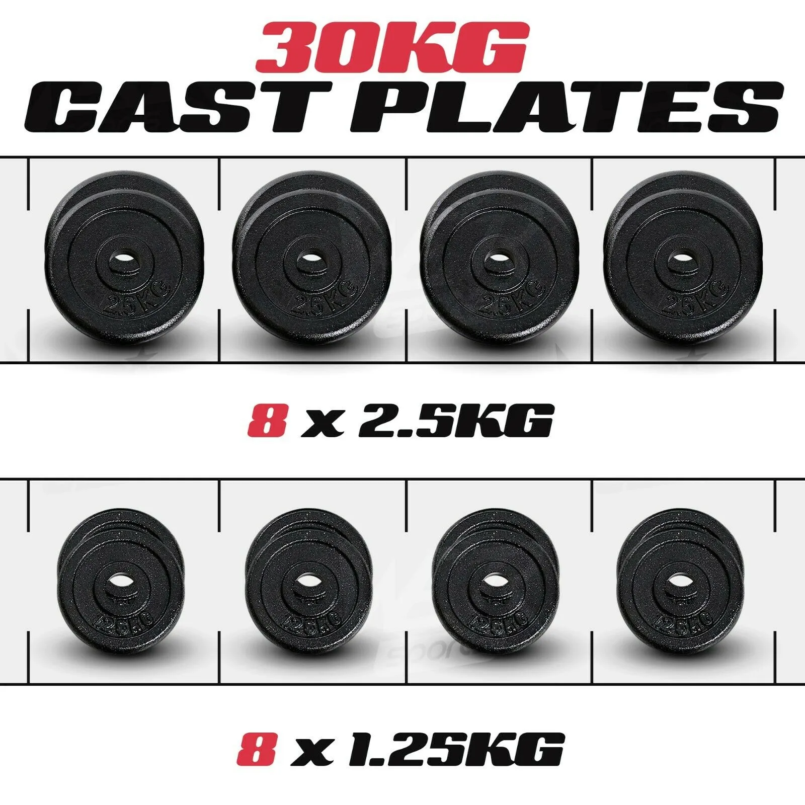 Adjustable Cast Iron Dumbbell Set 15kg, 20kg, 25kg, 30kg