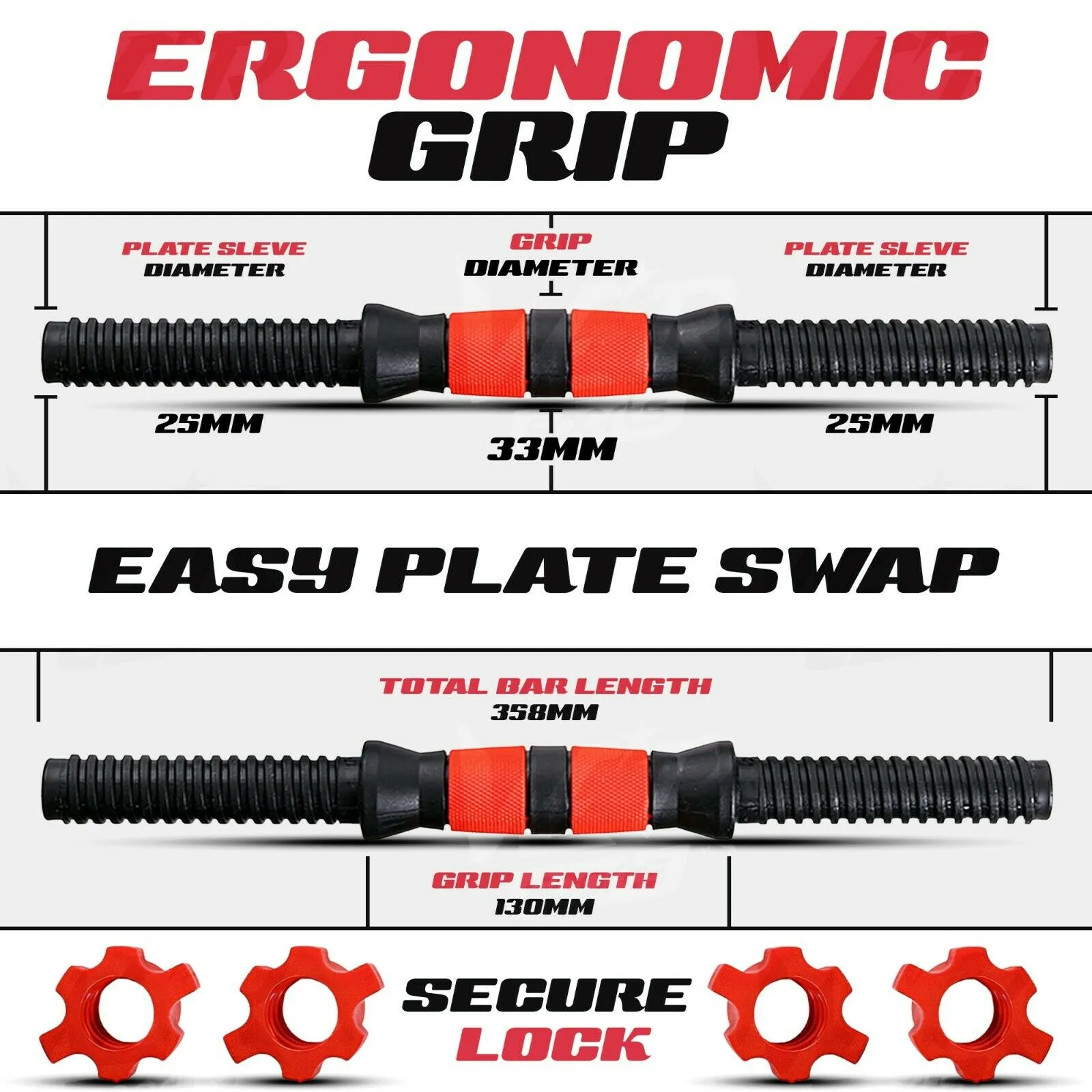 Adjustable Cast Iron Dumbbell Set 15kg, 20kg, 25kg, 30kg