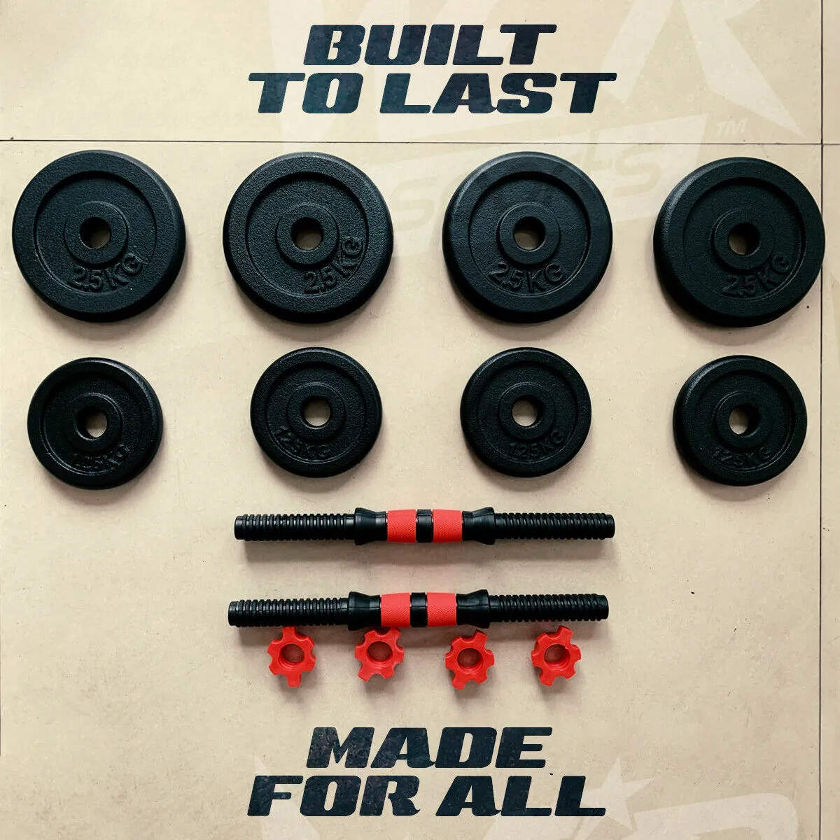 Adjustable Cast Iron Dumbbell Set 15kg, 20kg, 25kg, 30kg
