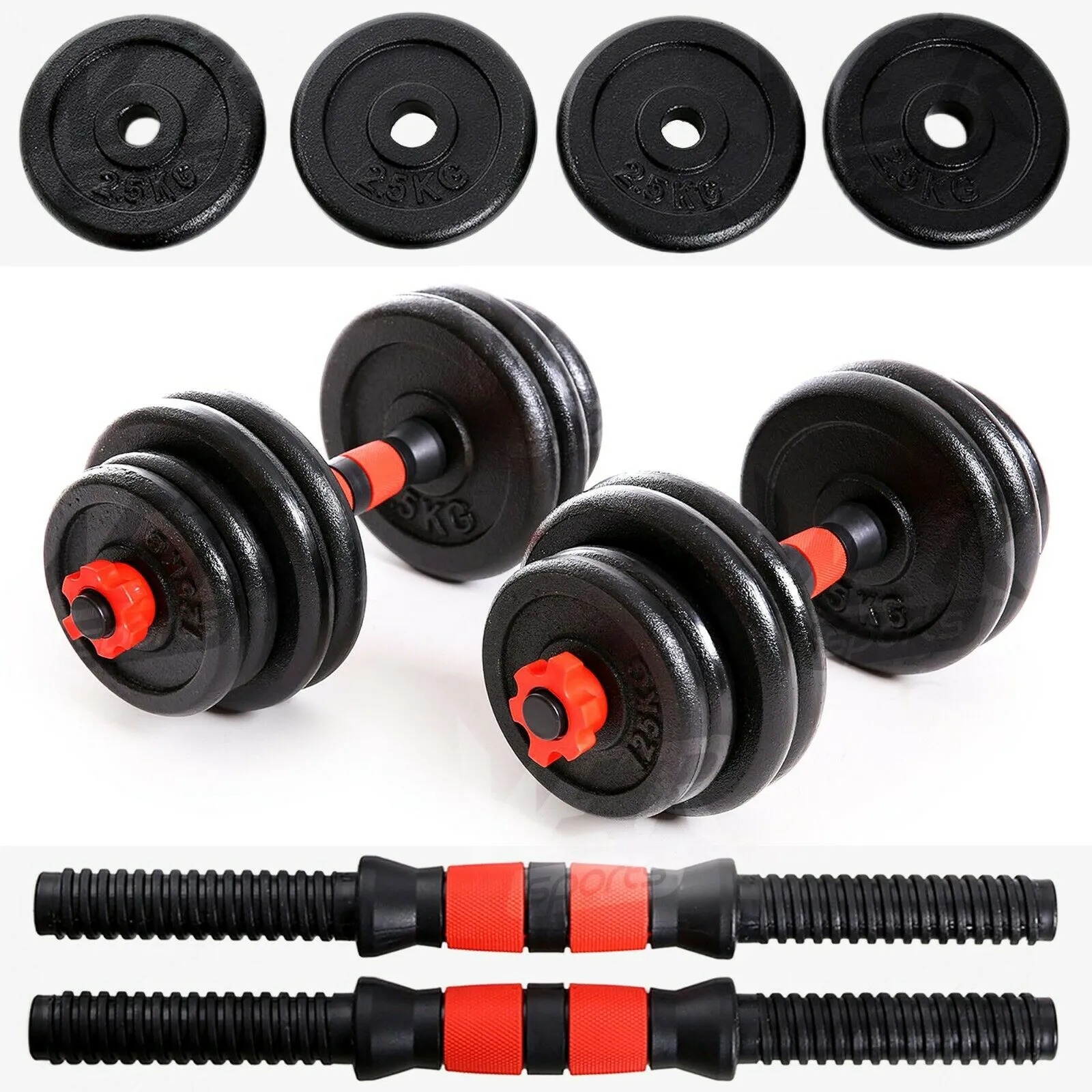 Adjustable Cast Iron Dumbbell Set 15kg, 20kg, 25kg, 30kg