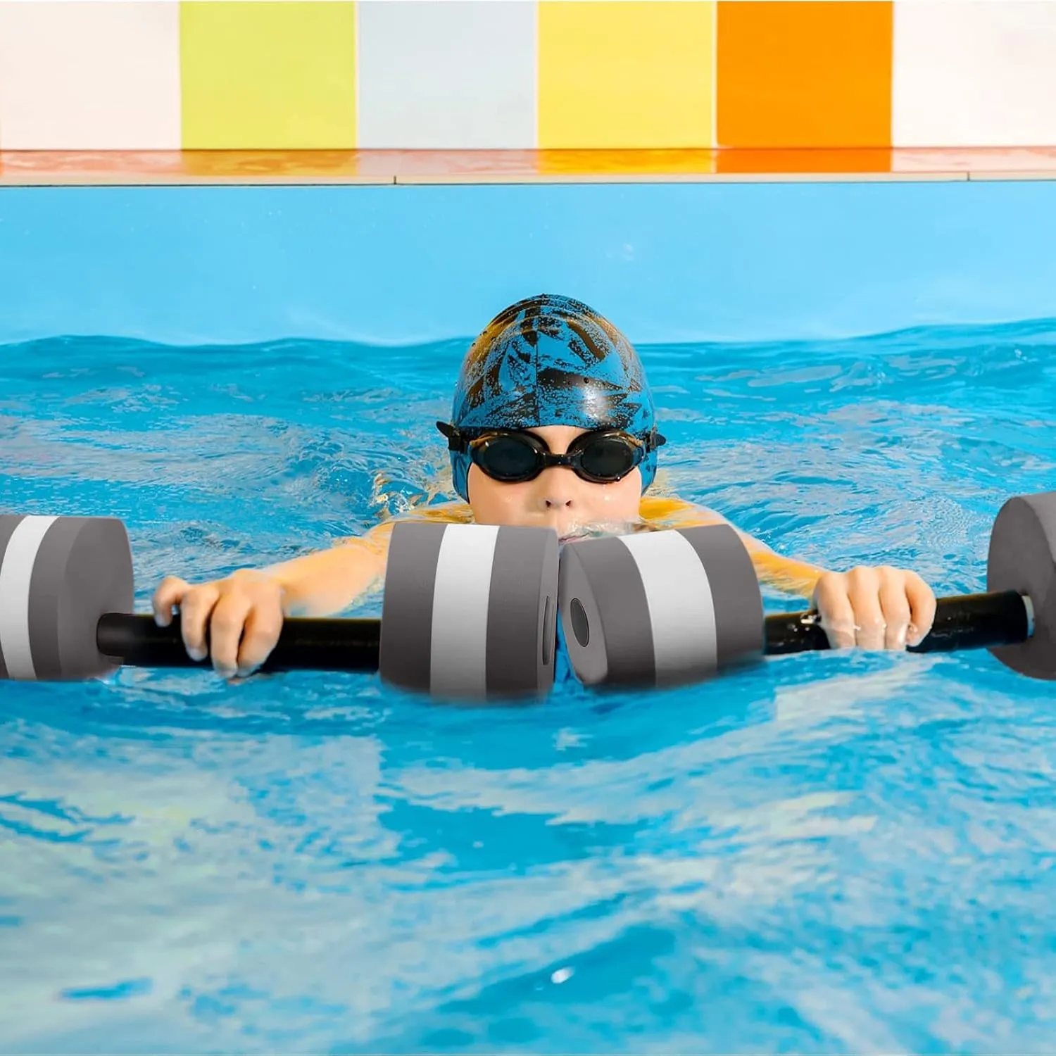 Aquatic Dumbbells for Pool Fitness 2pcs Water Weights for Pool Exercise Water Dumbbells Heavy Resistance Water Aerobics Dumbbell High-Density Eva Foam Swimming Dumbbells for Kids Weight Loss