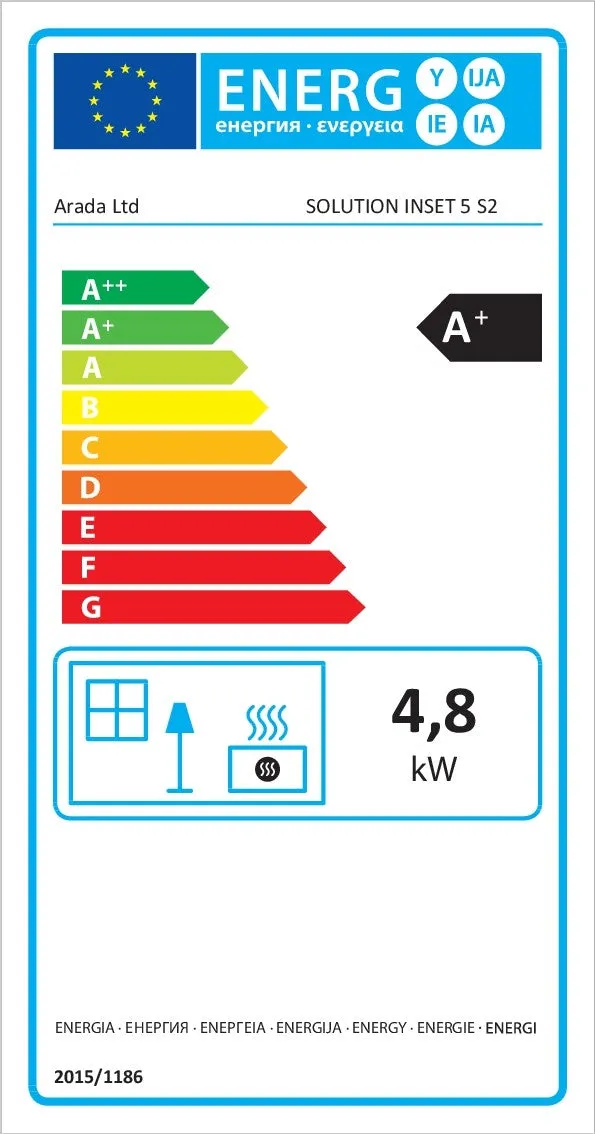 Arada Hamlet Solution 5kW Straw Stove, Multi Fuel, Wood Burning, Inset 5 (S4), Ecodesign Approved, Defra Approved
