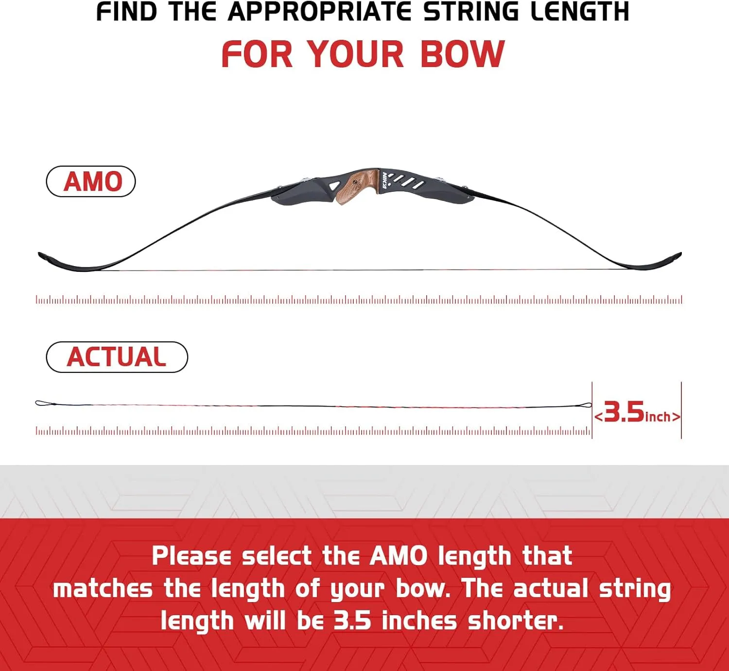 Archery Recurve Bow String for Recurve Long Bows, Bowstring Traditional Bow Replacement, AMO 56 to 62 inch -12-14-16 Strands, W/2 Brass Nocks