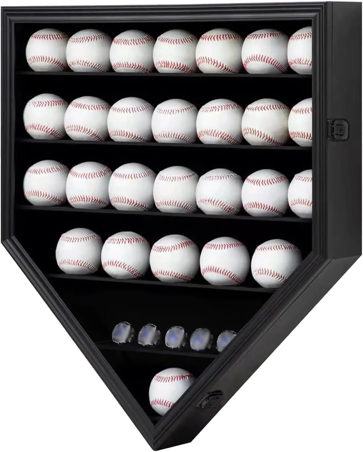Baseball Display Case Baseball Holders for Balls Display Baseball Ring Display Wall Cabinet with Anti-Theft Lock for Collection Autographed Baseballs