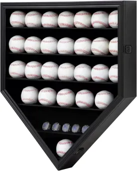 Baseball Display Case Baseball Holders for Balls Display Baseball Ring Display Wall Cabinet with Anti-Theft Lock for Collection Autographed Baseballs