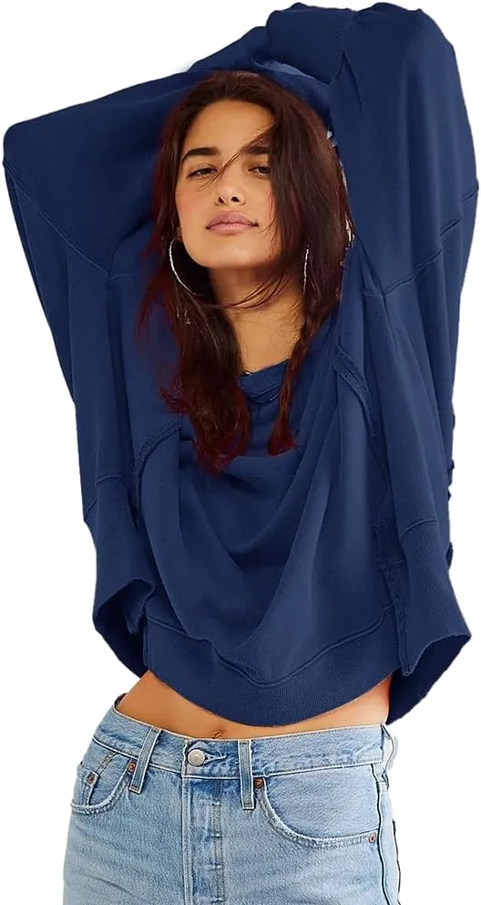 Beaully Women's Oversized Sweatshirts Crew Neck Long Sleeve Side Slit Pullovers Sweatshirt Casual Fall Clothes Sweater
