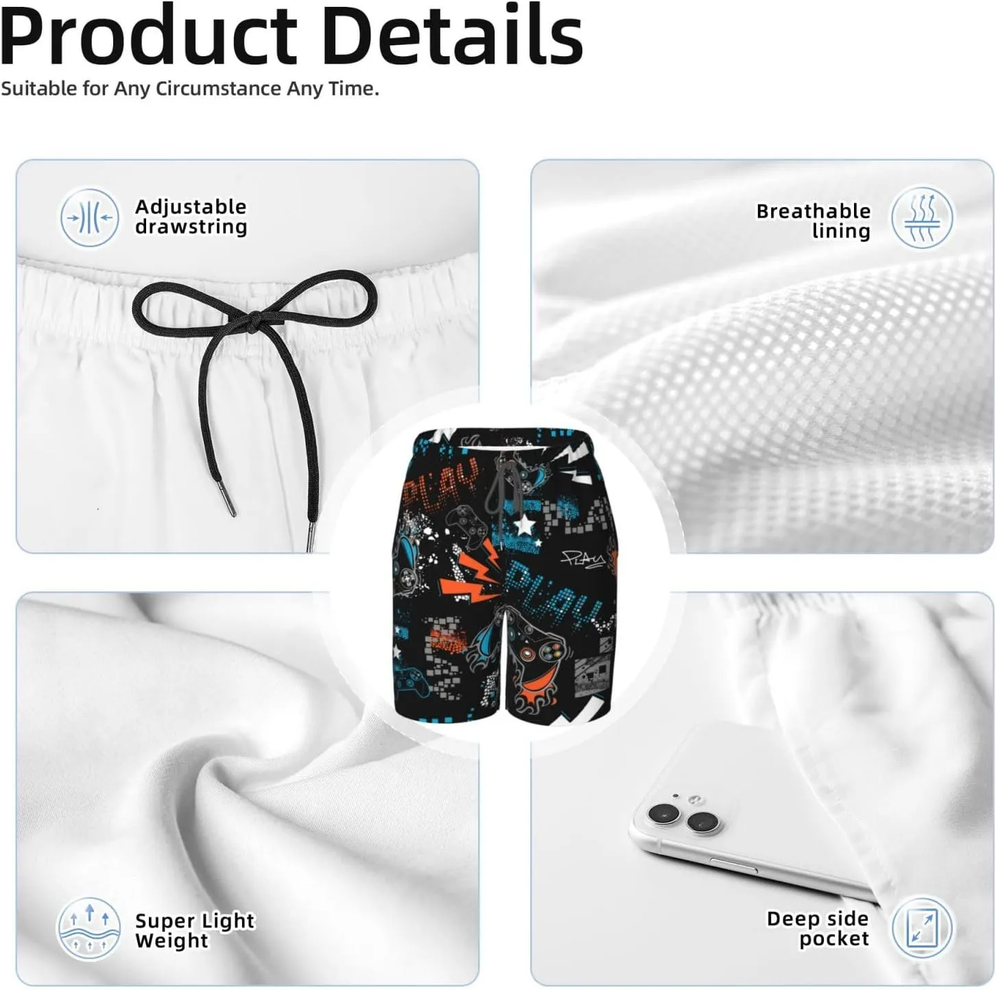 Boy Beach Shorts Trunks - Board Shorts for Boy Swim - Swimming Pants for Boy