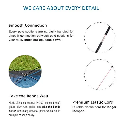 BRILLIANCE4U Tent Poles 12ft 8.5mm, Fits Female and Male Ends Tent, 7001 T6 Heated Aluminum Tent Pole Repair Kit, Lightweight Tent Poles Replacement, Outer Diameter 0.33”1 Pole Pack
