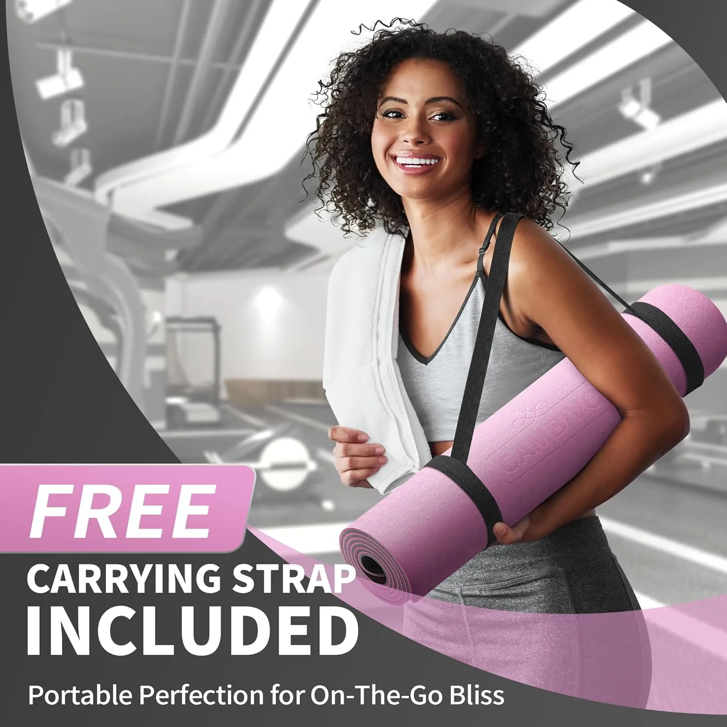 CAMBIVO Yoga Mat for Women Men Kids, 1/3 & 1/4 & 2/5 Inch Extra Thick Yoga Mat Non Slip, 72" x 24" TPE Yoga Mats, Workout Mat with Carrying Strap for Yoga, Pilates and Floor Exercises