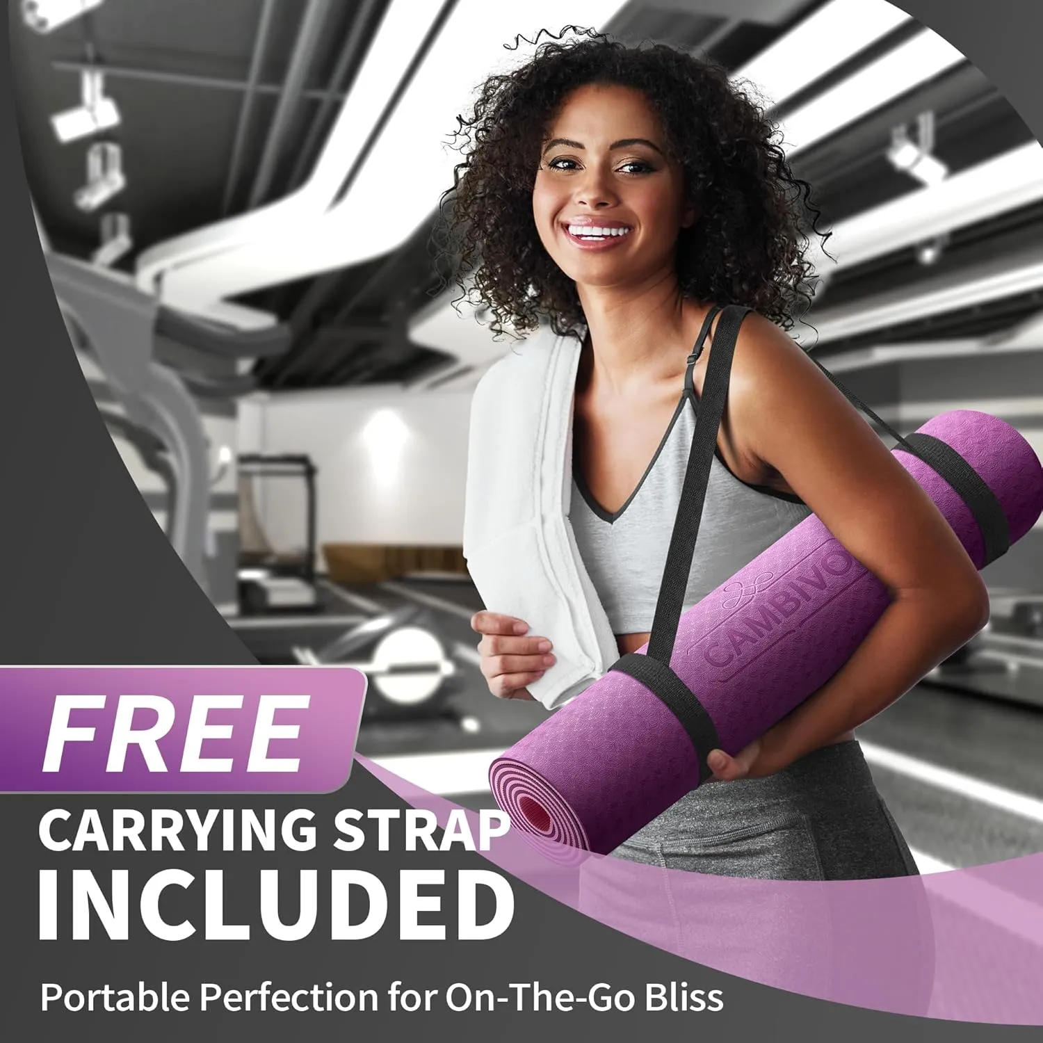 CAMBIVO Yoga Mat for Women Men Kids, 1/3 & 1/4 & 2/5 Inch Extra Thick Yoga Mat Non Slip, 72" x 24" TPE Yoga Mats, Workout Mat with Carrying Strap for Yoga, Pilates and Floor Exercises
