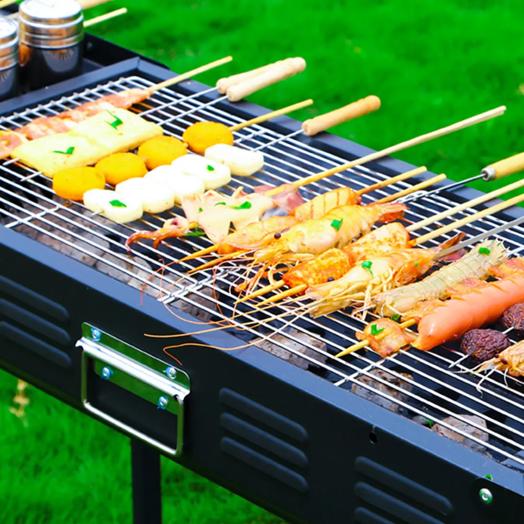 Charcoal Grill Set Premium 2X 72cm Portable Folding Thick Box-Type for Outdoor BBQ Camping