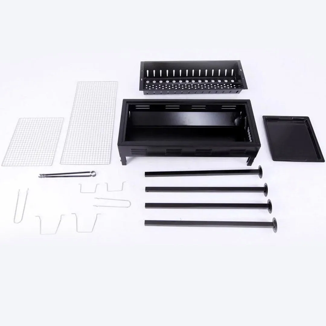 Charcoal Grill Set Premium 2X 72cm Portable Folding Thick Box-Type for Outdoor BBQ Camping