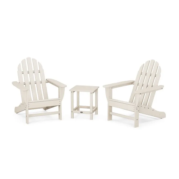Classic Folding Adirondack Three-Piece Set with Long Island 18" Side Table - Sand