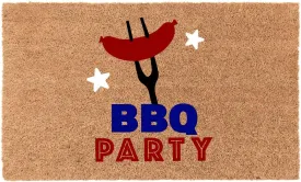 COCO MATS 'N MORE BBQ Party Door Mat - Ultimate BBQ Party Decor for Independence Day (18Lx30W) Durable Entry Mat Uses Natural Coir to Scrape Dirtiest Shoes | 4th of July Doormats