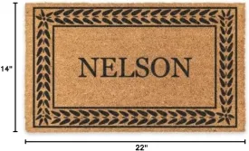 COCO MATS 'N MORE Coir Personalized Door Mat, (14 x 22 Black) Welcome Mats with Vinyl Backing | Tough Coir Bristles Cleans Dirtiest Shoes | Housewarming Gifts (Leafy Vine),  18x30 Plain Free