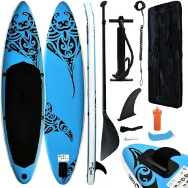 Comfortable Inflatable Stand Up Paddleboard Set, Durable and Stable for Kayaking and Paddling, 120.1" Blue Design