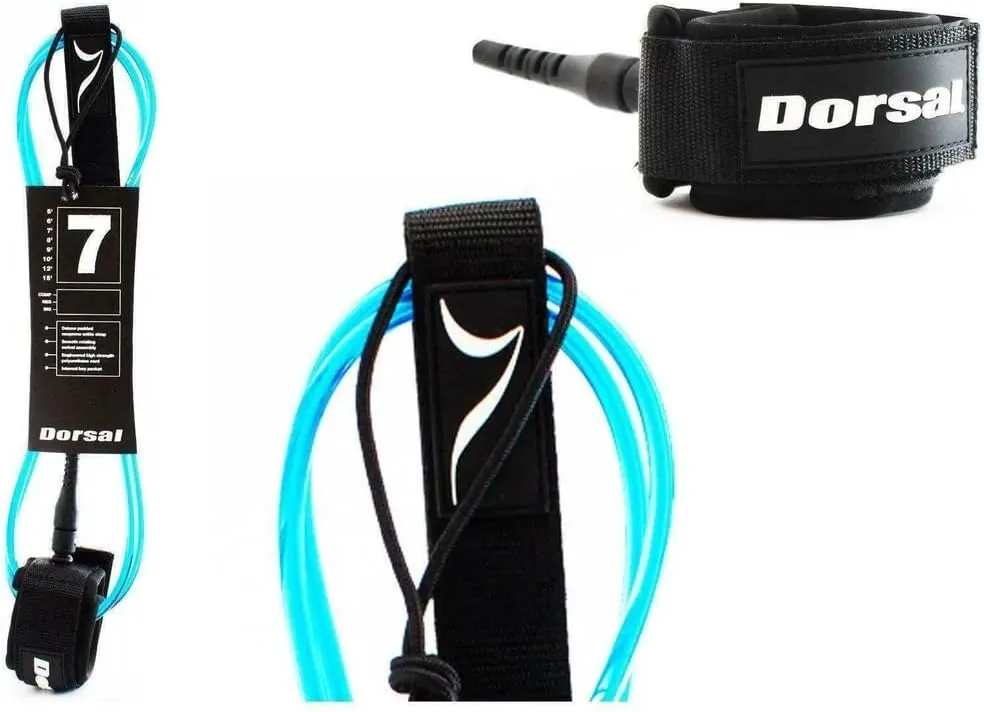 DORSAL Surf Leash for Surfboard Longboard SUP Leg Rope (Sizes 6FT 7FT 8FT 9FT 10FT)