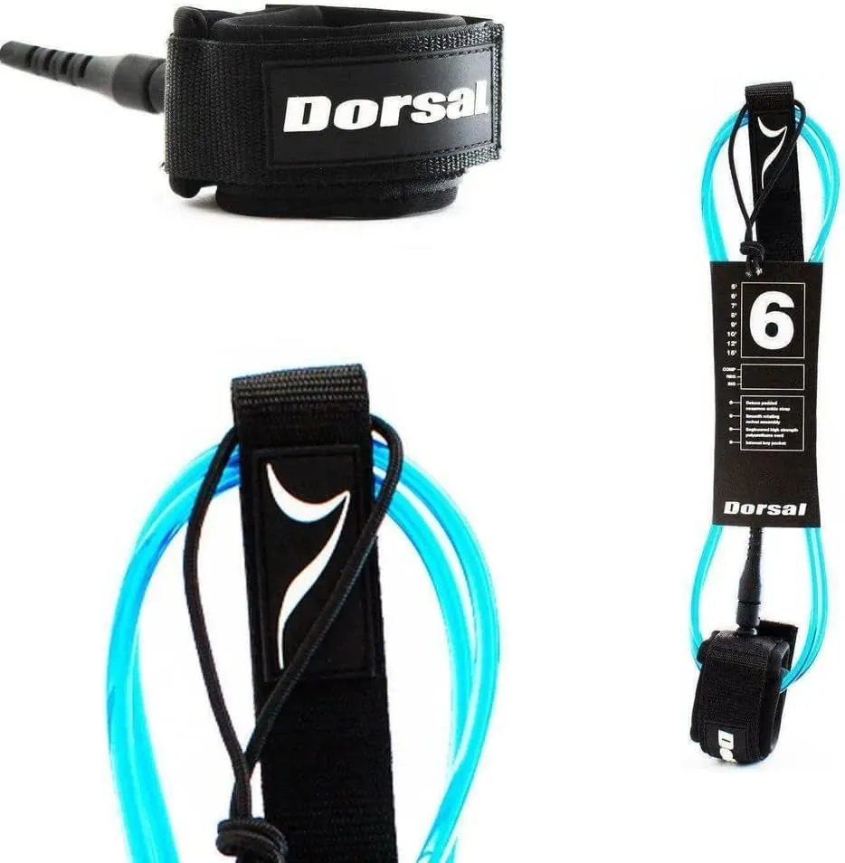 DORSAL Surf Leash for Surfboard Longboard SUP Leg Rope (Sizes 6FT 7FT 8FT 9FT 10FT)