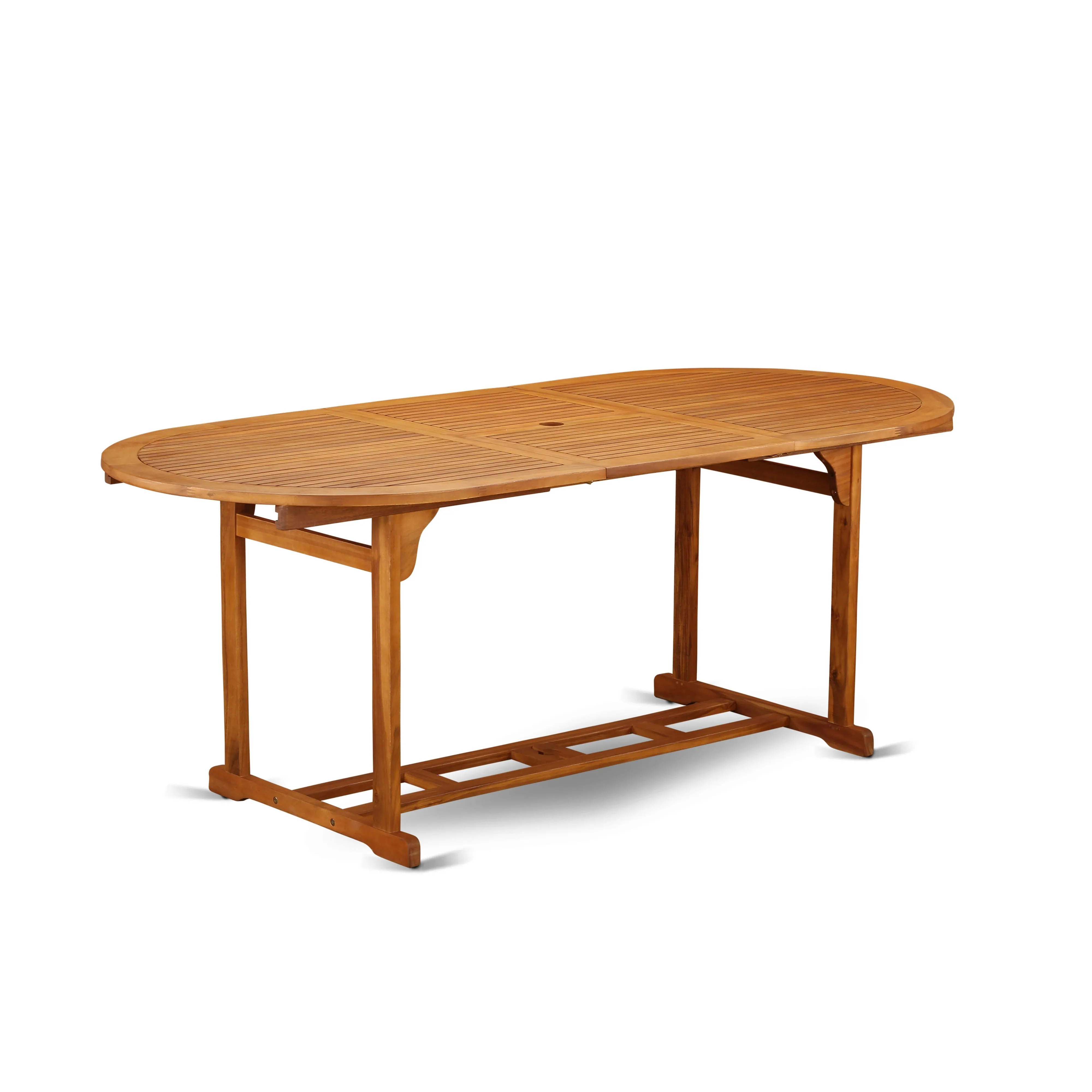 East West Furniture BSCM9CWNA 9 Piece Patio Dining Set Includes an Oval Outdoor Acacia Wood Table and 8 Folding Side Chairs, 36x78 Inch, Natural Oil