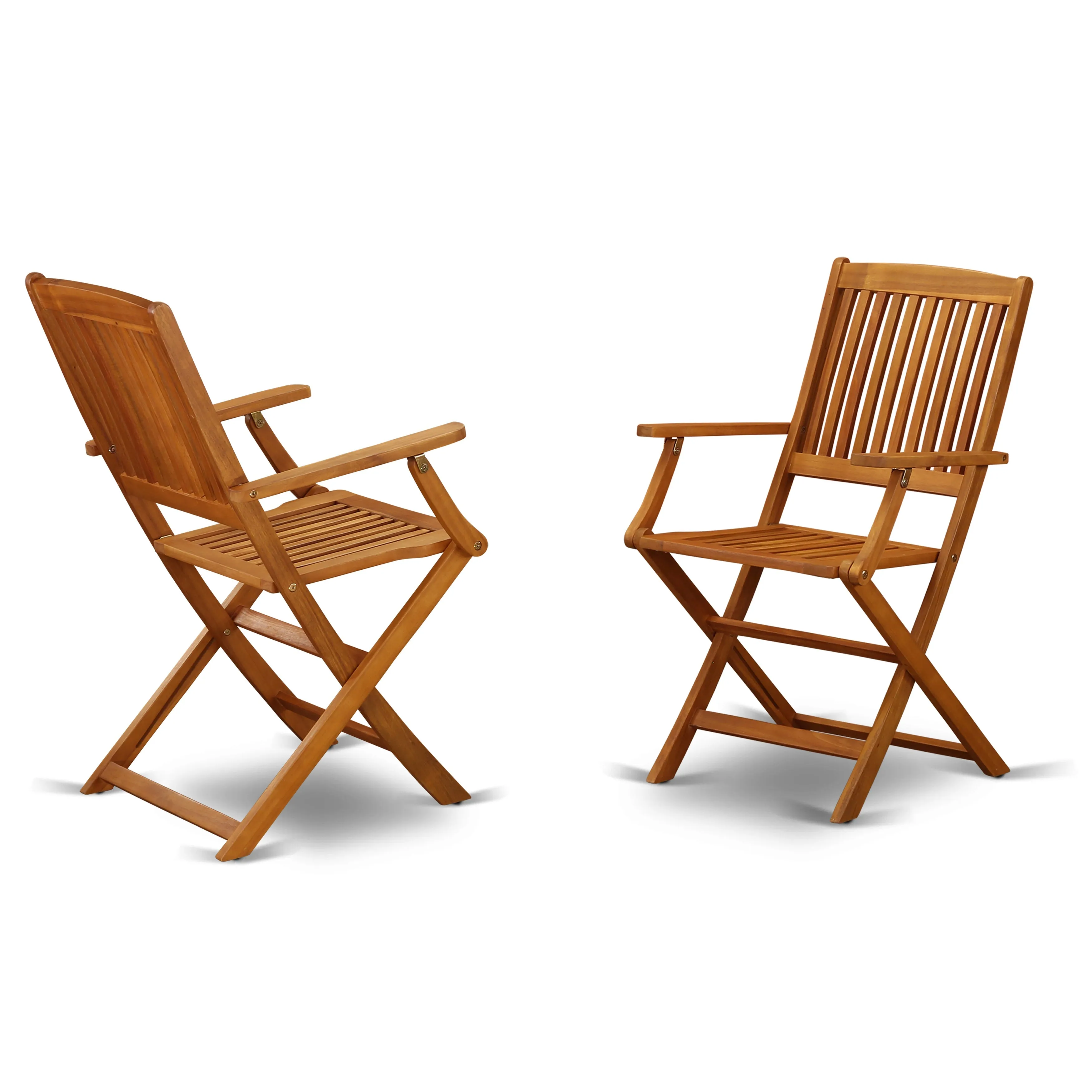 East West Furniture CMCM5CANA 5 Piece Patio Bistro Dining Furniture Set Includes a Rectangle Outdoor Acacia Wood Table and 4 Folding Arm Chairs, 36x66 Inch, Natural Oil