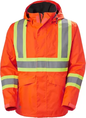 Helly-Hansen Alta Waterproof High Visibility Shell Jackets for Men with Detachable Hood and Napoleon Pocket; Class 3