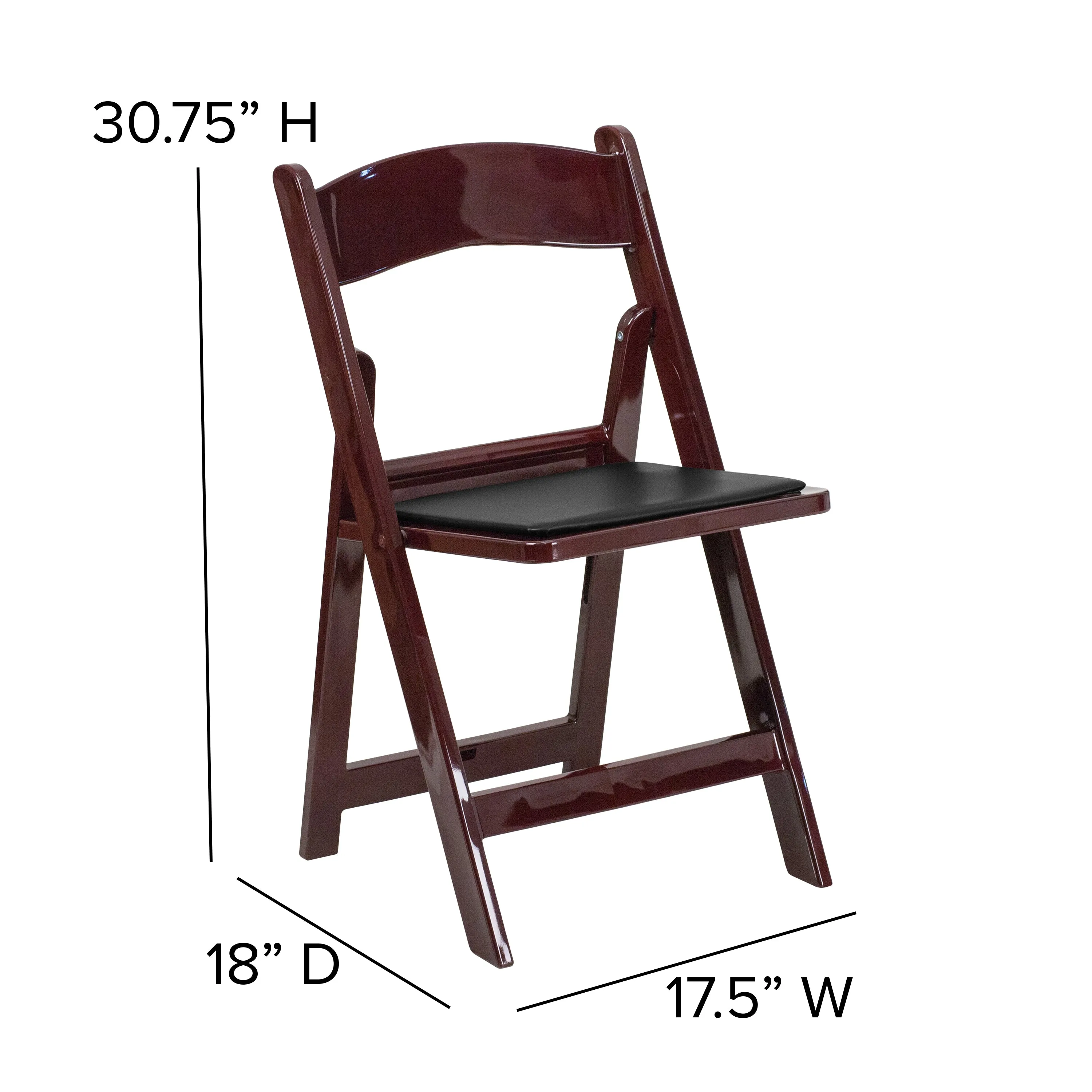 Hercules Folding Chair - Red Mahogany Resin - 2 Pack 800LB Weight Capacity Comfortable Event Chair - Light Weight Folding Chair