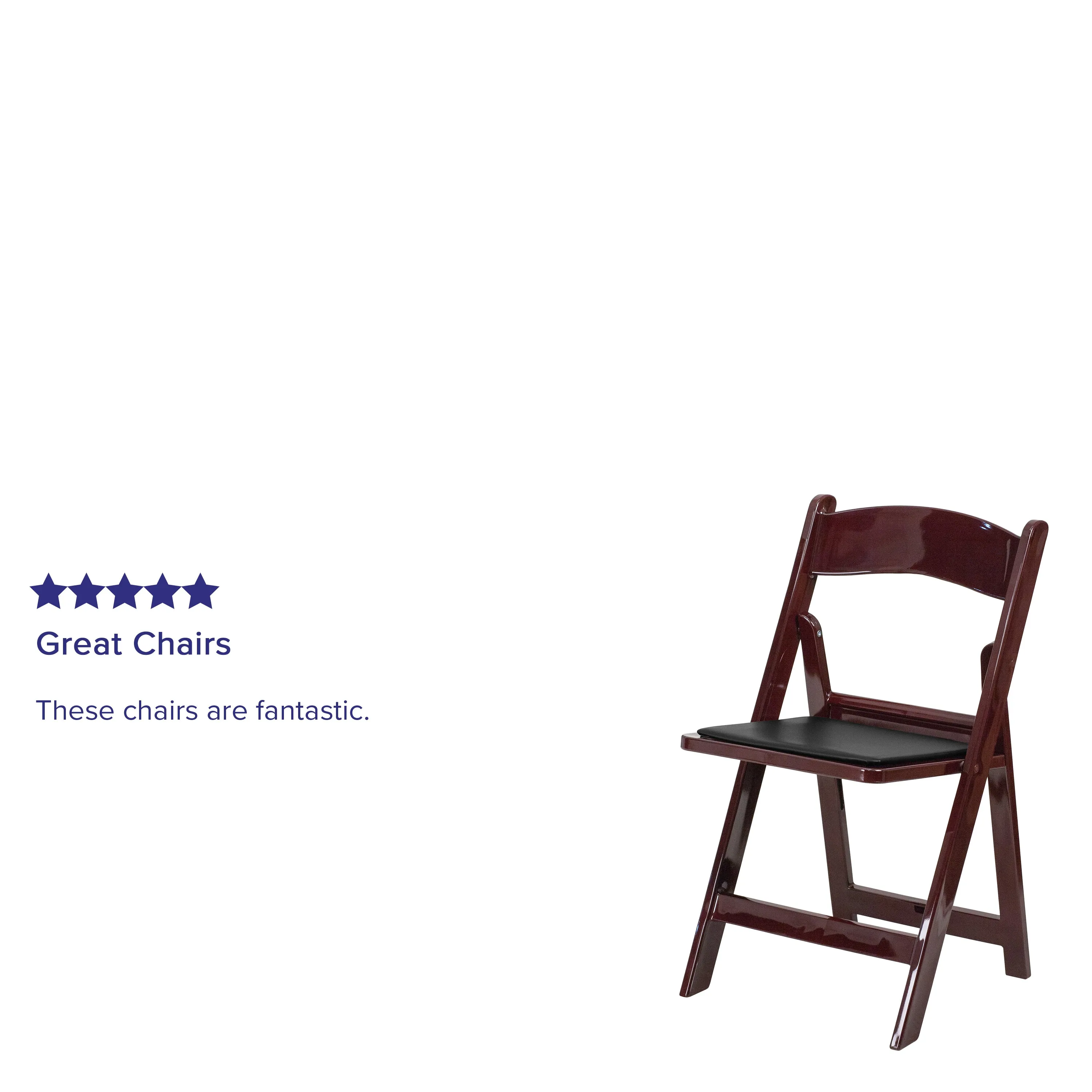 Hercules Folding Chair - Red Mahogany Resin - 2 Pack 800LB Weight Capacity Comfortable Event Chair - Light Weight Folding Chair