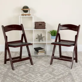 Hercules Folding Chair - Red Mahogany Resin - 2 Pack 800LB Weight Capacity Comfortable Event Chair - Light Weight Folding Chair