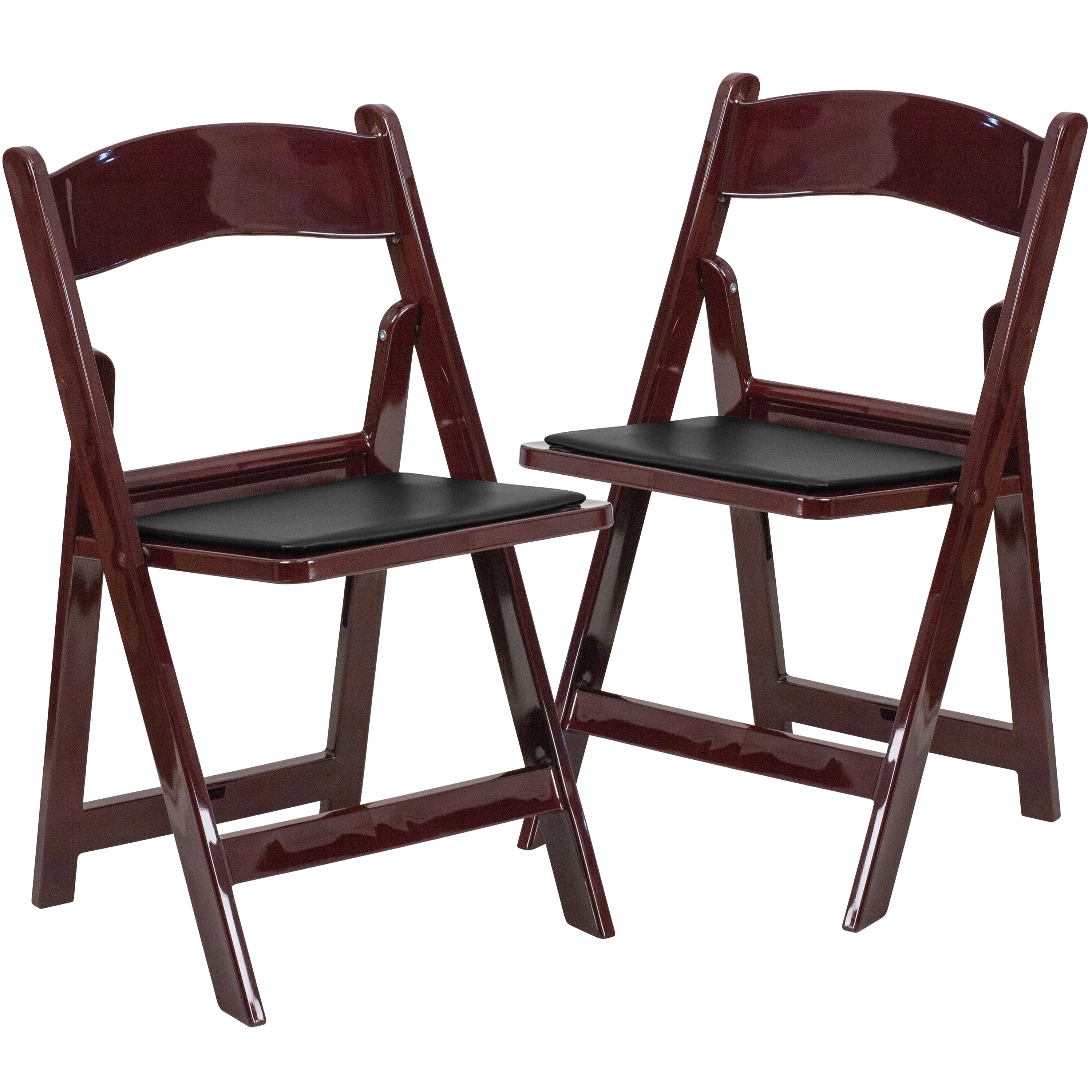 Hercules Folding Chair - Red Mahogany Resin - 2 Pack 800LB Weight Capacity Comfortable Event Chair - Light Weight Folding Chair