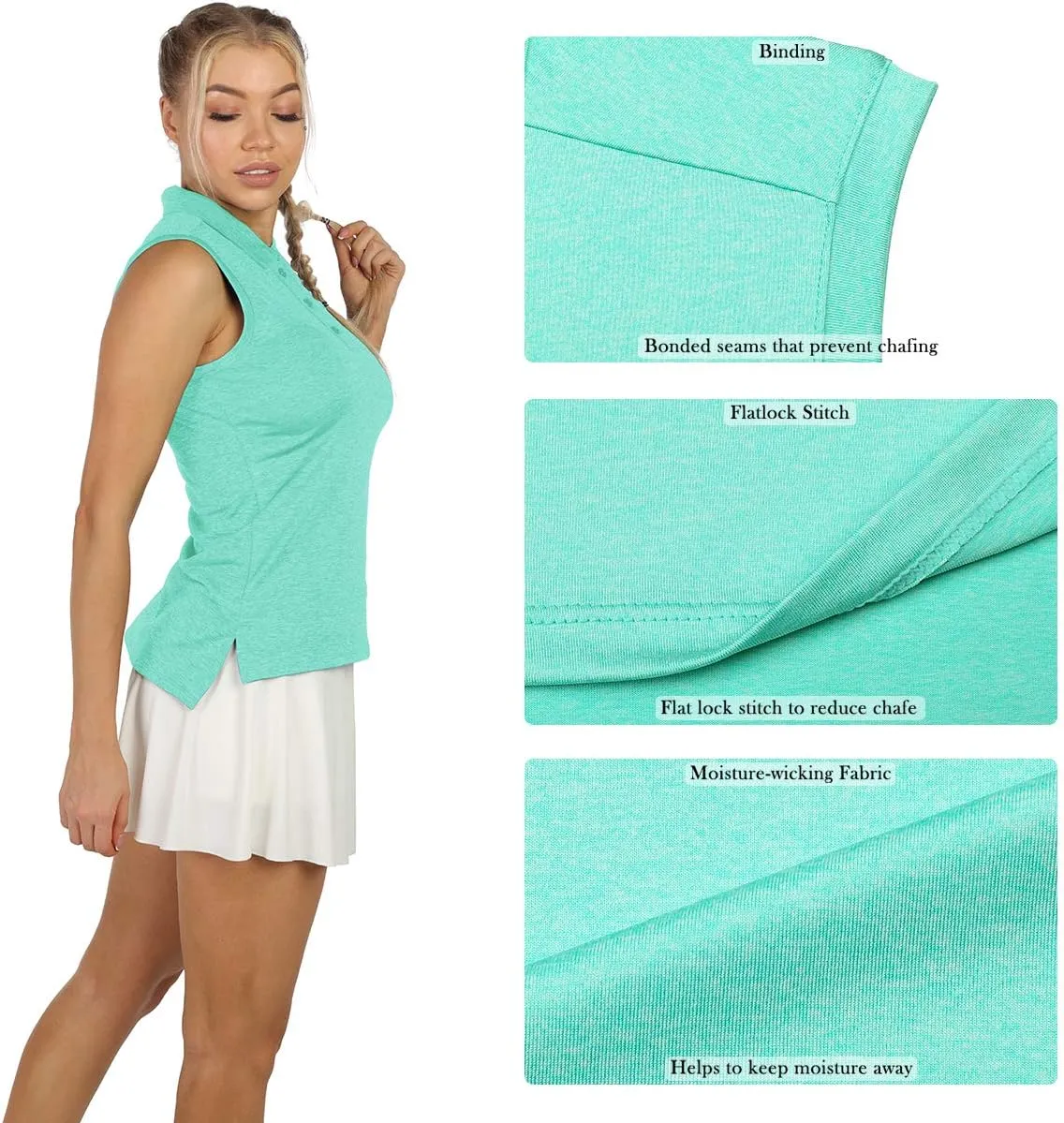 icyzone Women's Golf Sleeveless Polo Shirts Tennis Tank Tops Athletic T-Shirts