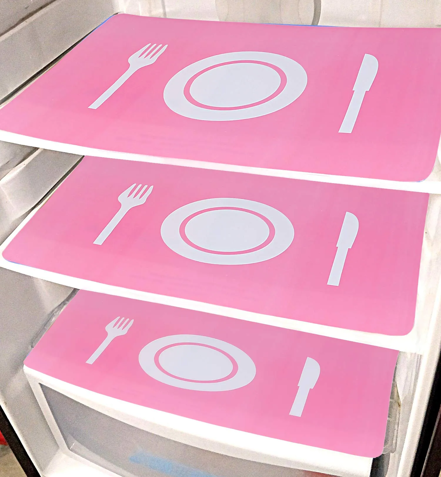 Kuber Industries Plate Design PVC 6 Pieces Fridge Mats (Pink) - CTKTC21869