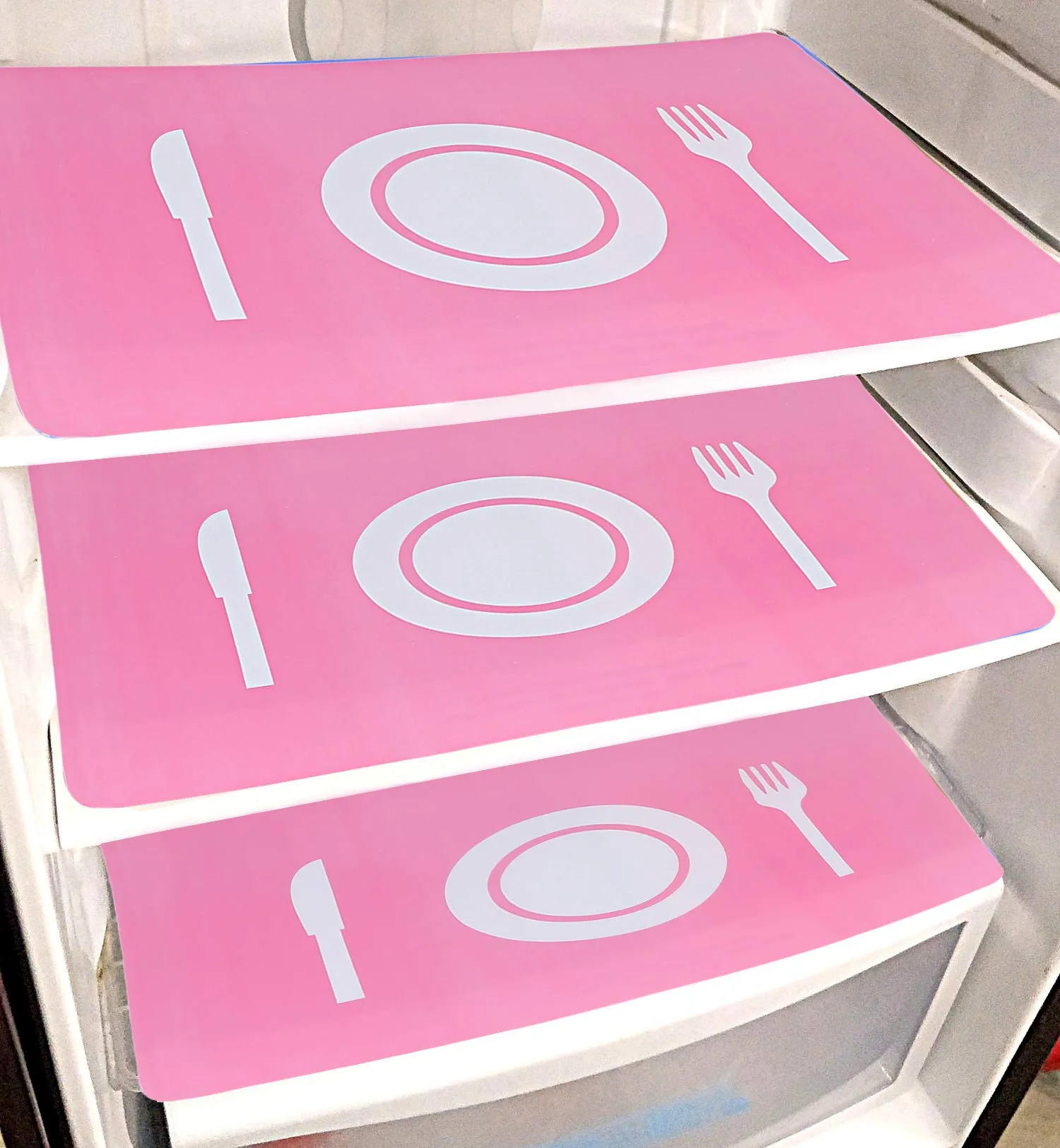 Kuber Industries Plate Design PVC 6 Pieces Fridge Mats (Pink) - CTKTC21869