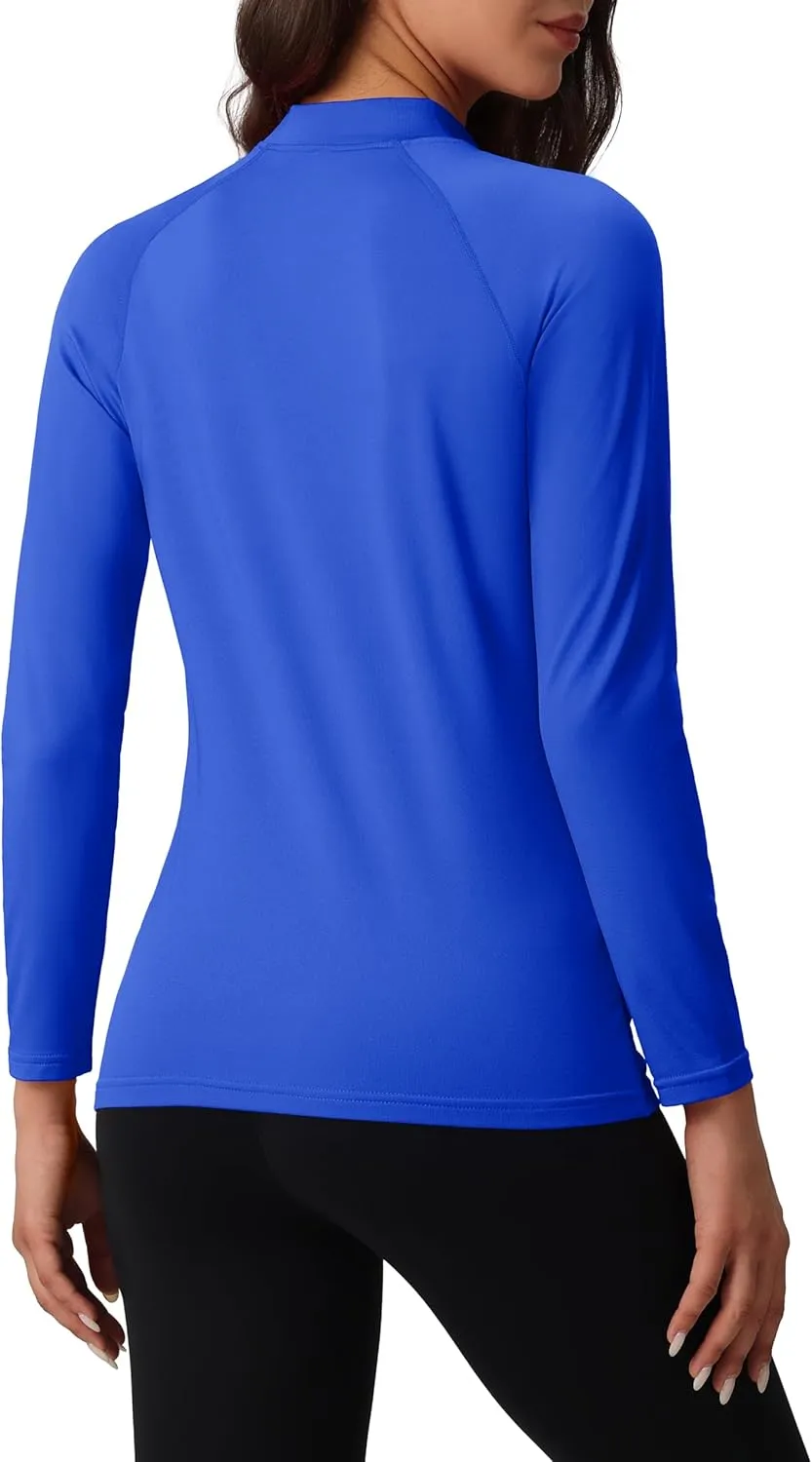 MAGCOMSEN Women's Thermal Shirts Mock Turtleneck Fleece Lined Long Sleeve Workout Underwear Base Layer Pullover Tops
