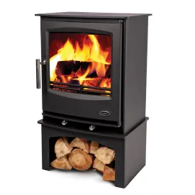 Mazona Rye 5 kW Multifuel Woodburning Stove, With Log Store, Freestanding, Eco Design Approved, Defra Approved