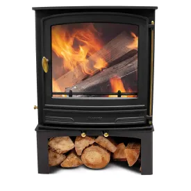 Mazona Warwick Widescreen 5kW Multifuel Woodburning Stove, With Log Store, Freestanding, Eco Design Approved, Defra Approved