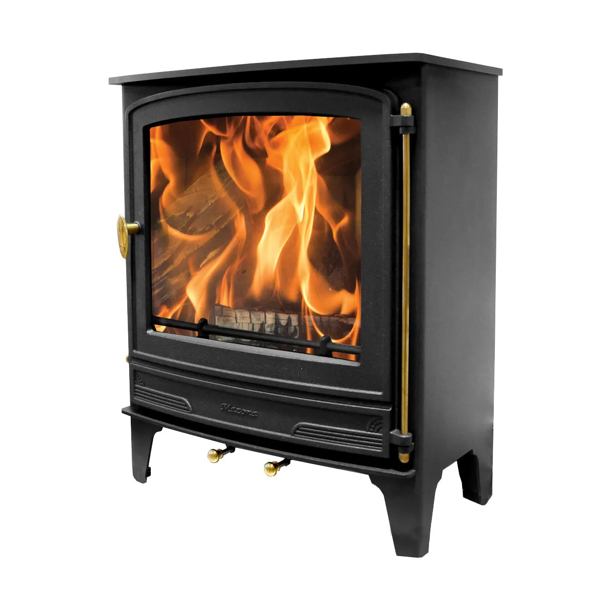 Mazona Warwick Widescreen 5kW Multifuel Woodburning Stove, With Log Store, Freestanding, Eco Design Approved, Defra Approved