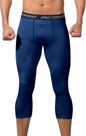 Mens 3/4 Compression Pants, Athletic Leggings Running Workout Tights Base Layer for Basketball Sports Football Gym