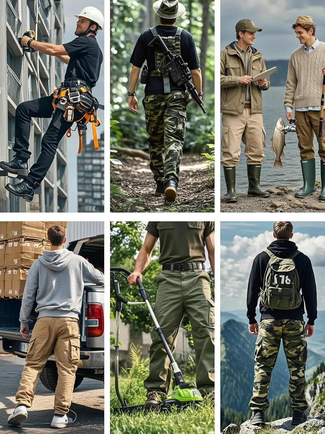 Men's Camo BDU Cargo Tactical Ripstop Casual Lightweight Baggy Combat 100% Cotton Pants with 8 Pockets(No Belt)